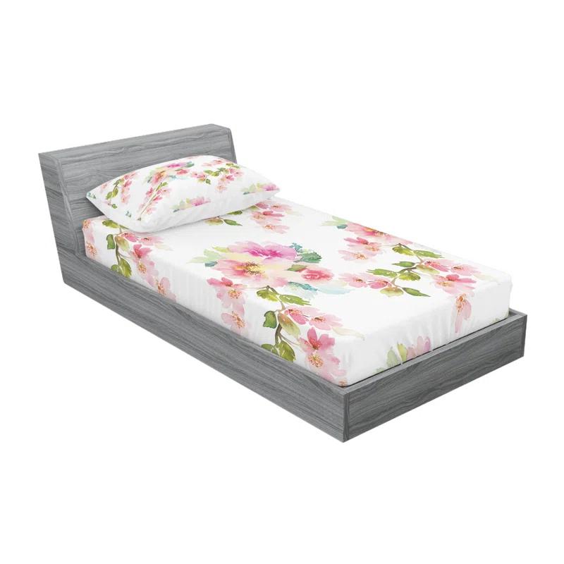 Ambesonne Microfiber Floral Sheet Set