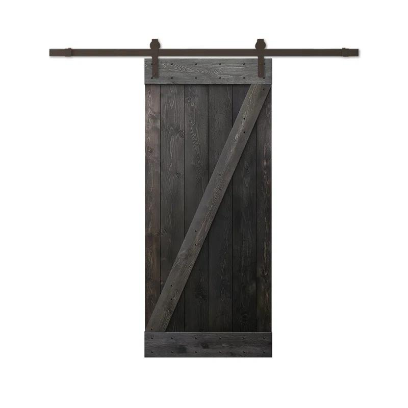 TMS 34'' x 84'' Solid Wood Paneled Painted with Installation Hardware Kit Barn Door