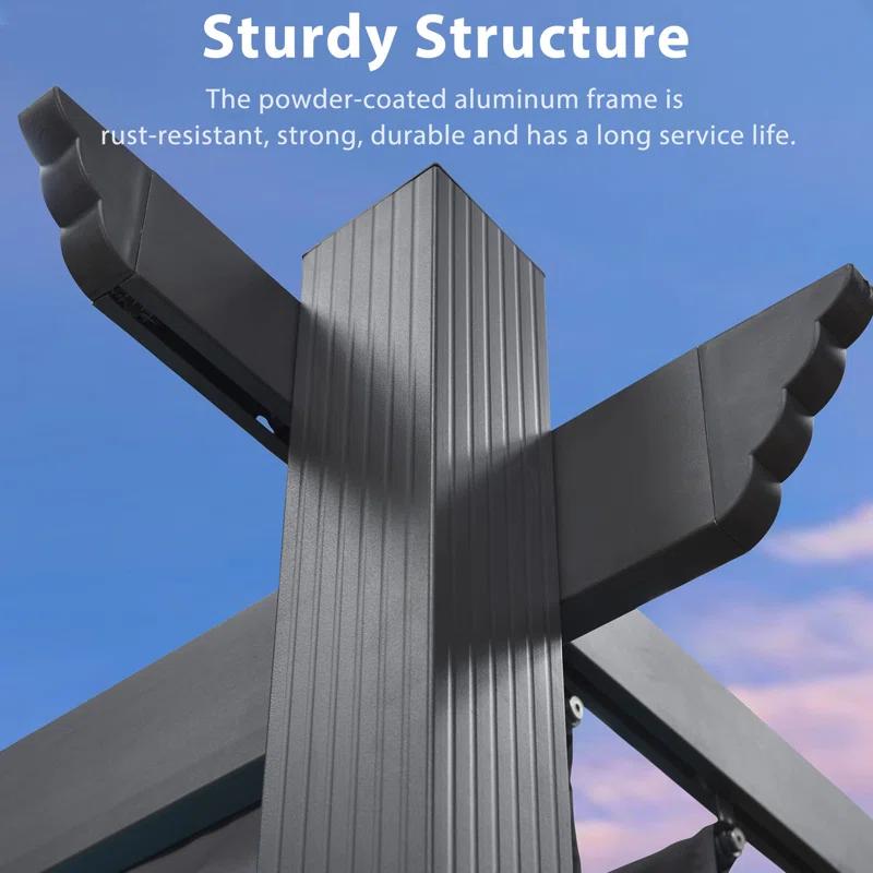 Purple Leaf 13 Ft. W X 9.5 Ft. D Aluminum Pergola with Canopy