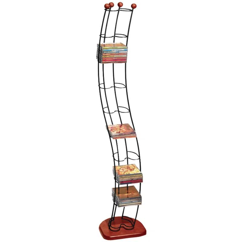 Winston Porter Solid Wood 51'' H Wire Rack Media Storage