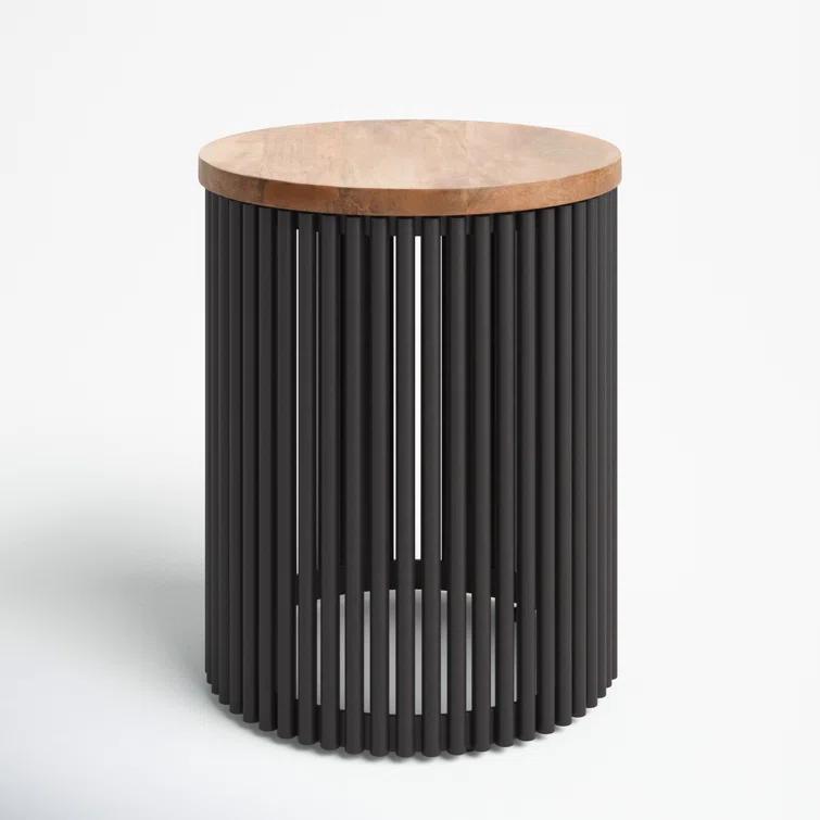 Lora Solid Wood Drum End Table