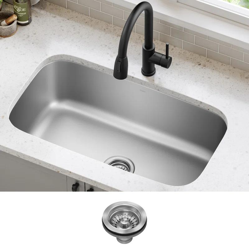 KRAUS Premier Undermount Single Bowl 18-Gauge Stainless Steel Kitchen Sink