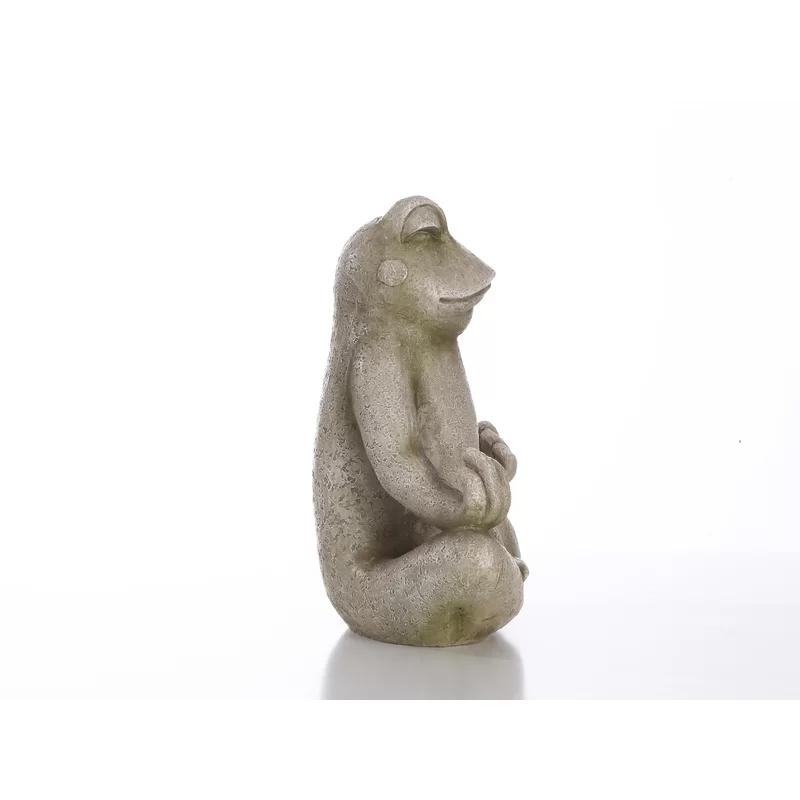 Zen Frog Polyresin Garden Statue in Lotus Position