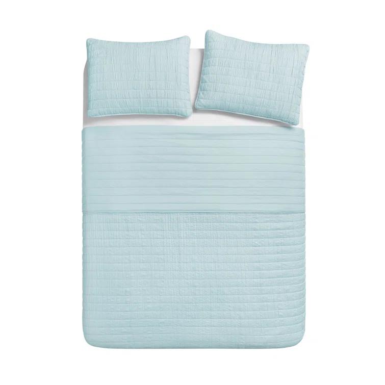 Swift Home Ultra Soft Crinkle Washed Microfiber 3-Piece Quilt Set