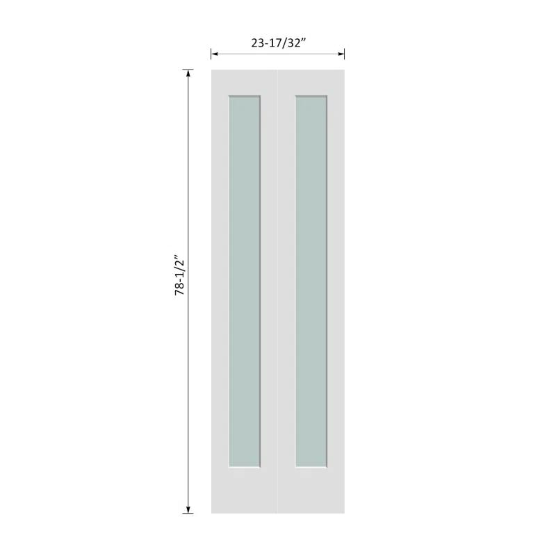 Luxdecor 80'' Solid Core Manufactured Wood 1-Lite Frosted Glass Bi-fold Door With Installation Hardware Kit