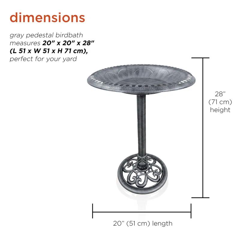 Alpine Pedestal Birdbath with Scrollwork Base and Stakes