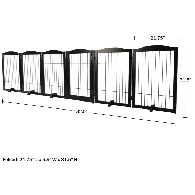 Petmaker PETMAKER Pet Gate - 6-Panel Indoor Folding Dog Fence for Stairs or Doorways - 132.5x31.5-Inch Freestanding Play Pen with Support Feet