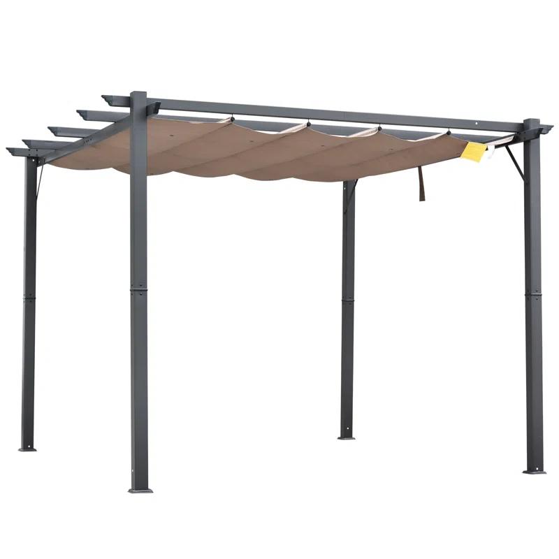 Outsunny Outsunny Pergola with Retractable Shade Canopy, Aluminum