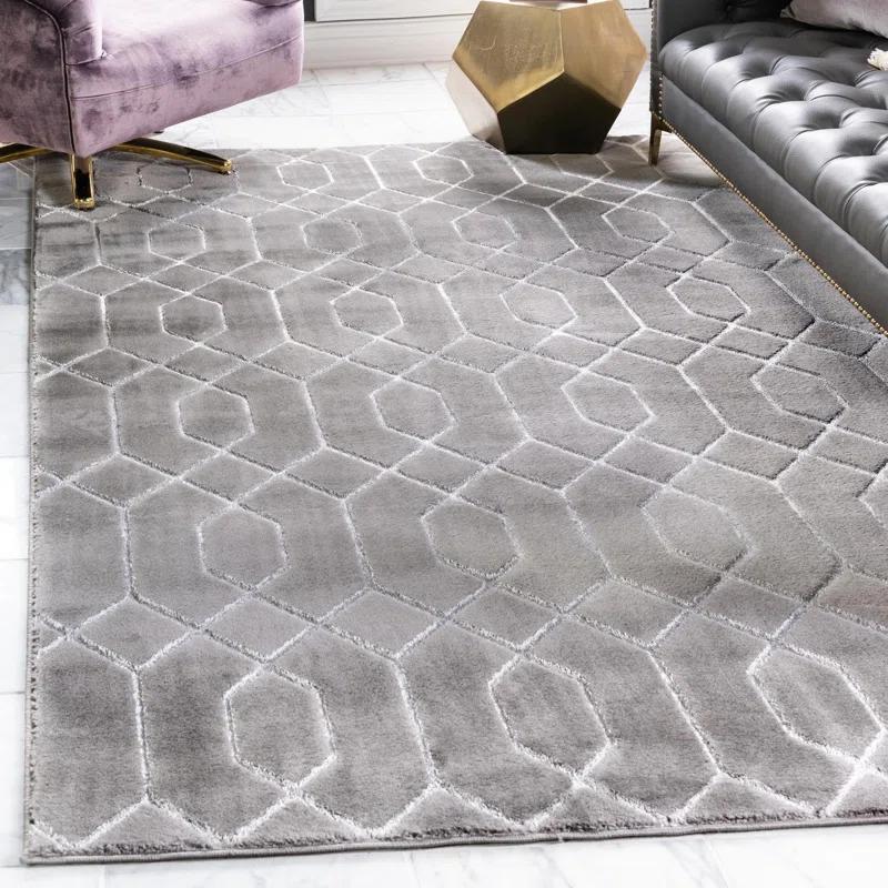 Marilyn Monroe Glam Geometric Gray Silver Area Rug