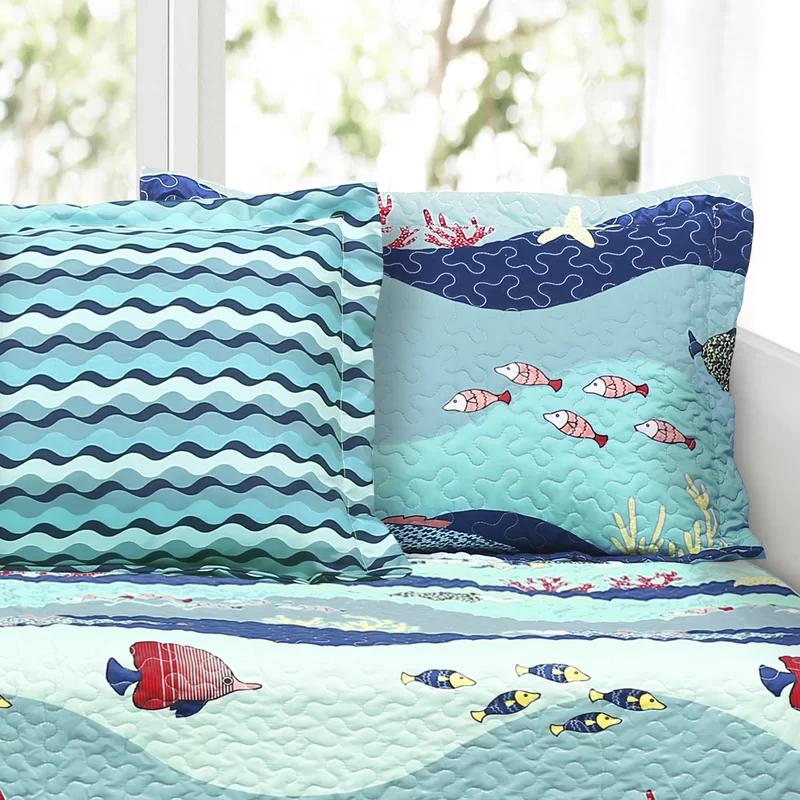 Blue Ocean Life Cotton Twin Daybed Cover Set