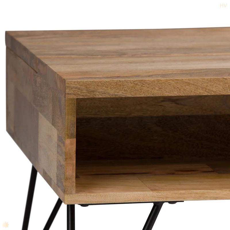 Hunter 48"W Solid Wood Industrial Lift Top Coffee Table with Hidden Storage and Metal Hairpin Legs