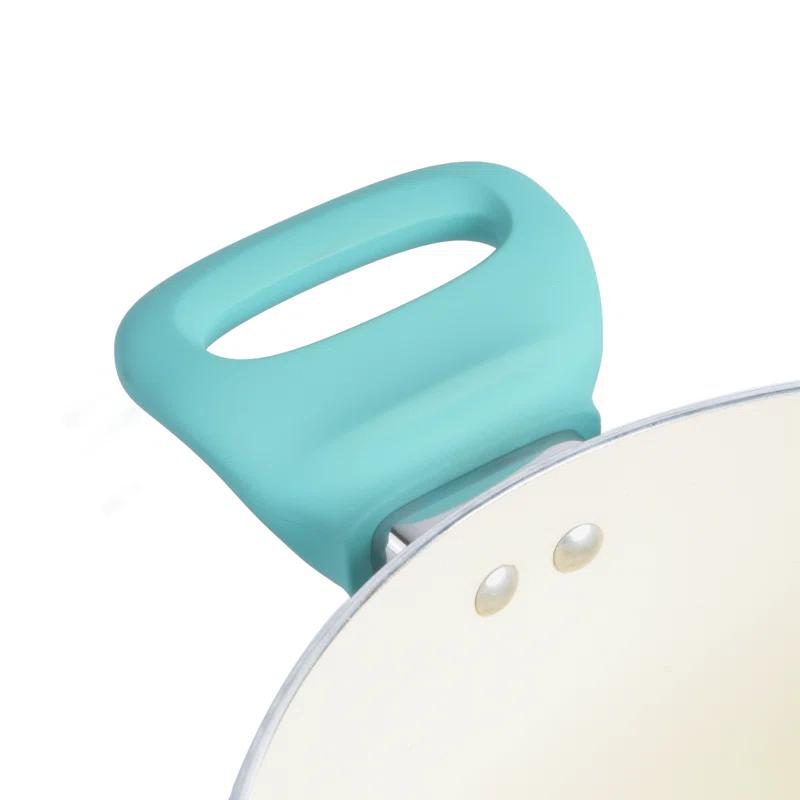 Spice by Tia Mowry Spice By Tia Mowry Savory Saffron Nonstick Ceramic Dutch Oven With Stainless Steel Steamer, 5-Quart, Charcoal, Enamel Exterior, Stay-Cool Handles