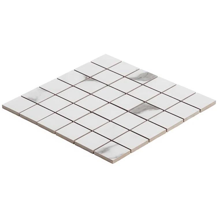 Saroshi Statuario Valley 11.81 in. x 11.81 in. Matte Porcelain Floor and Wall Mosaic Tile (0.96 sq. ft./Each)