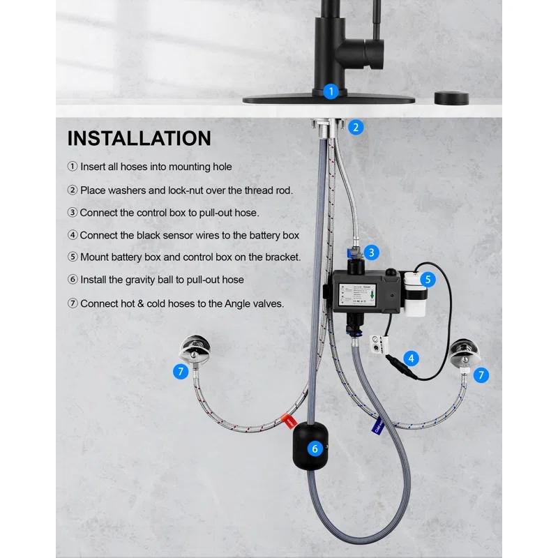 ARCORA ARCORA Stainless Steel  Single Handle Pull-Down Sprayer Kitchen Faucet Set with Touchless Sensor AR7100301B-DC