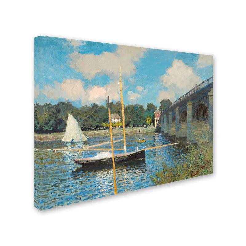 Vault W Artwork "The Bridge at Argenteuil 1874" by Claude Monet Framed Painting Print on Wrapped Canvas