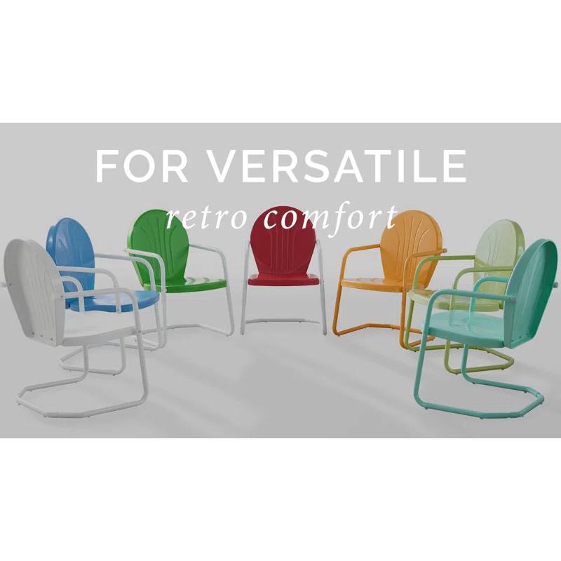 Hashtag Home Burley Round 4 - Person 39" Long Powder Coated Steel Dining Set