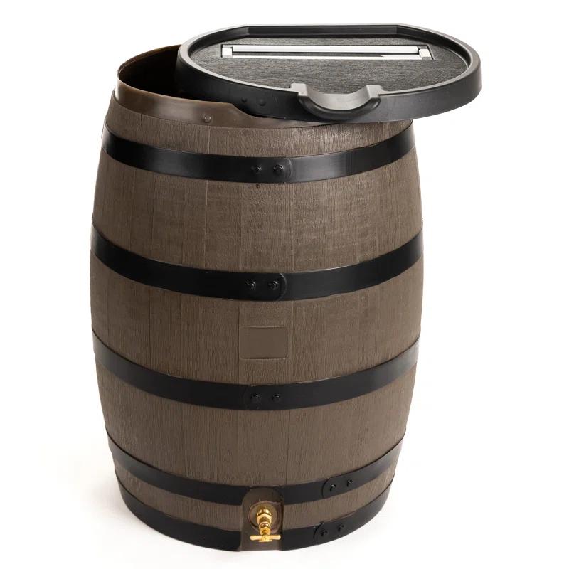 RTS Companies 55 Gallon Premium Eco Flat Back Rain Barrel with Removable Lid