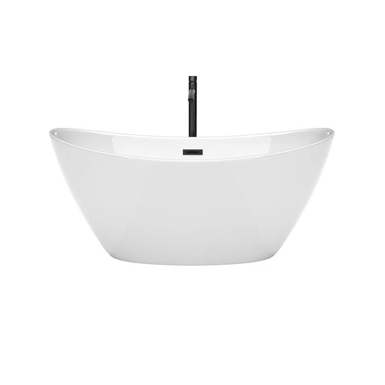 Wyndham Collection Dorrit 60" x 32" Freestanding Soaking Acrylic Bathtub with Faucet WCBTE652060MBATPBK