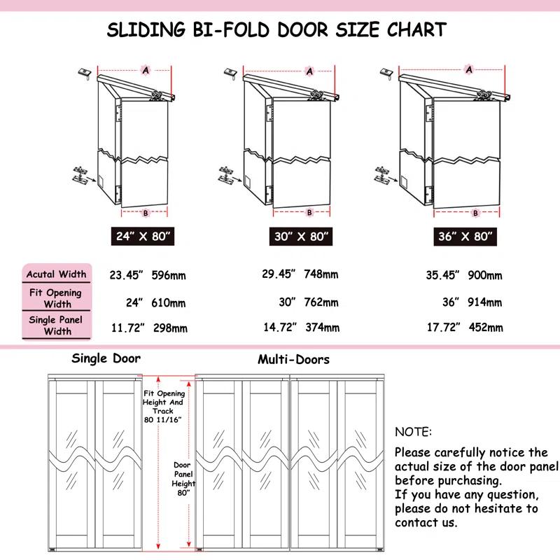 CHIC MODE 3-Lite Frosted Glass Solid Manufactured Wood Prefinished Bi-Fold Door