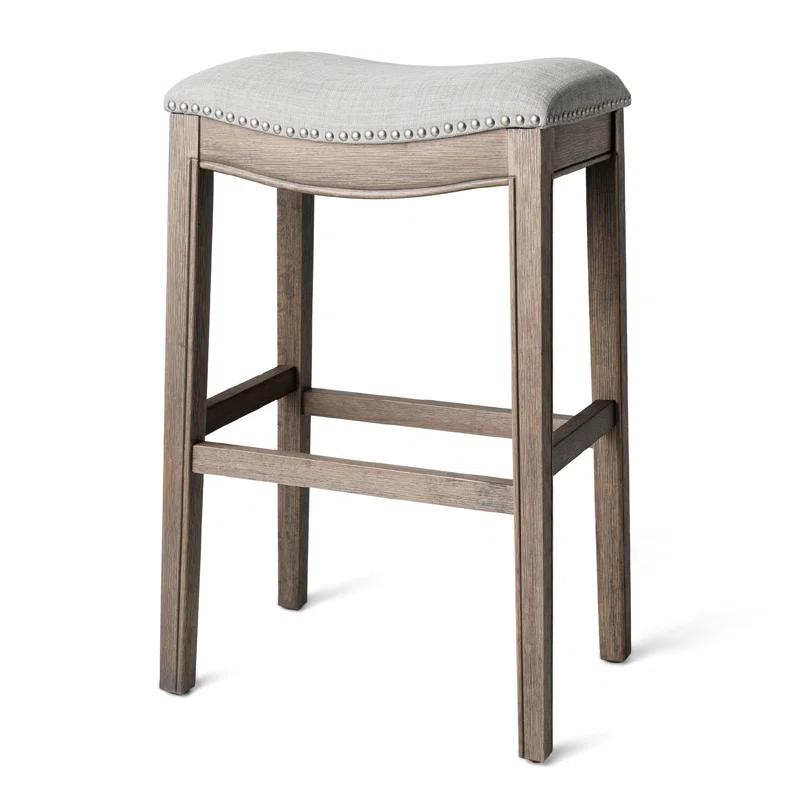 Maven Lane Maven Lane Adrien Backless Saddle Kitchen Stool with Fabric Upholstery
