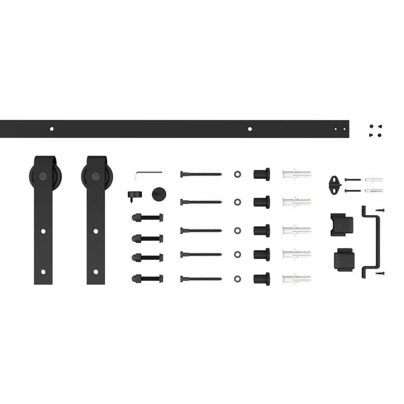 Calhome 5 Lite Tempered Frosted Glass Finished Composite Interior Sliding Barn Door with Hardware Kit