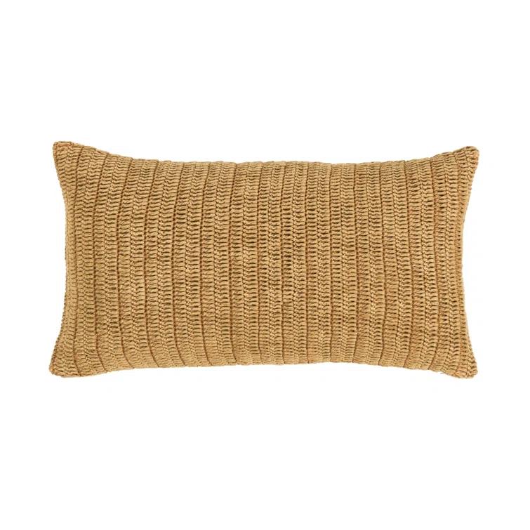 Honey Knitted Linen Rectangular Throw Pillow