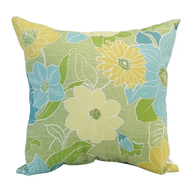 Blazing Needles Outdoor Cushion Collection Floral Indoor/Outdoor Reversible Throw Pillow (Set of 2)