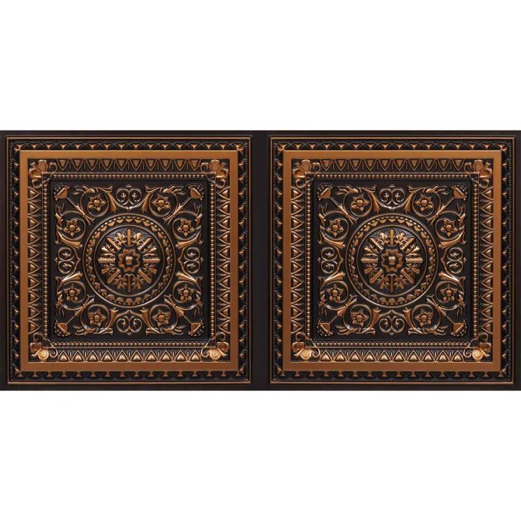 Marseille 24'' W Textured PVC Drop-In Ceiling Tile In Antique Gold