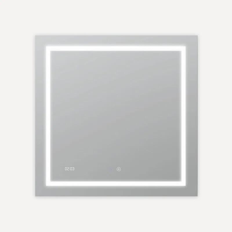 AQUADOM AQUADOM Daytona 40" W x 36" H x 1" D, LED Wall-Mount Mirror for Bathroom with 3 Color Temperature Light, Touch Control, Dimmer and Defogger, Digital Clock