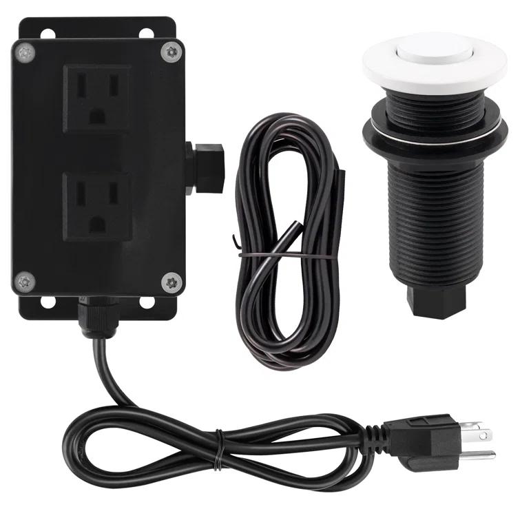 Westbrass Kitchen Sink Waste Disposal Air Switch and Dual Outlet Control Box, Flush Button