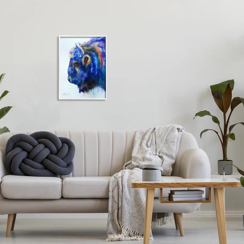 Stupell Industries " Unique Vibrant Blue Bison Painting Bold Design " by MB Cunningham