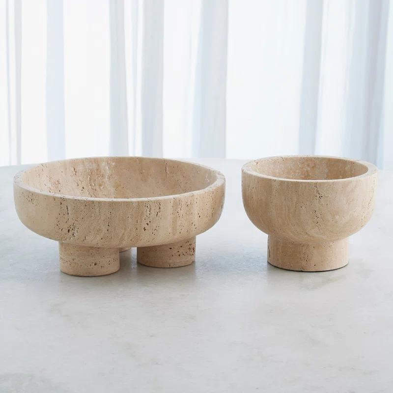 Studio A Home Priory Low Bowl-Travertine
