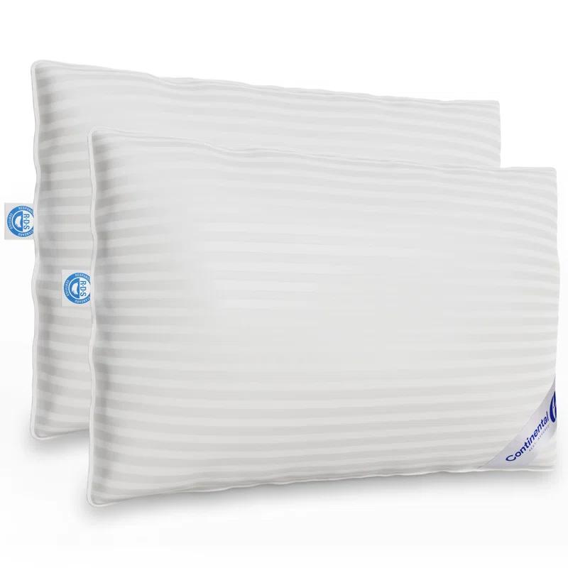 Continental Mfg. Co. Superior Down 700 Fill Power Hungarian White Goose Down Pillow, 2 Pack (Set of 2)