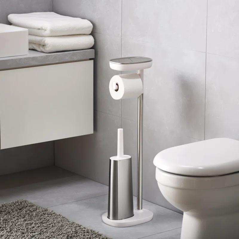 Joseph Joseph EasyStore Plus Free Standing Toilet Paper Holder with Flex Steel Toilet Brush