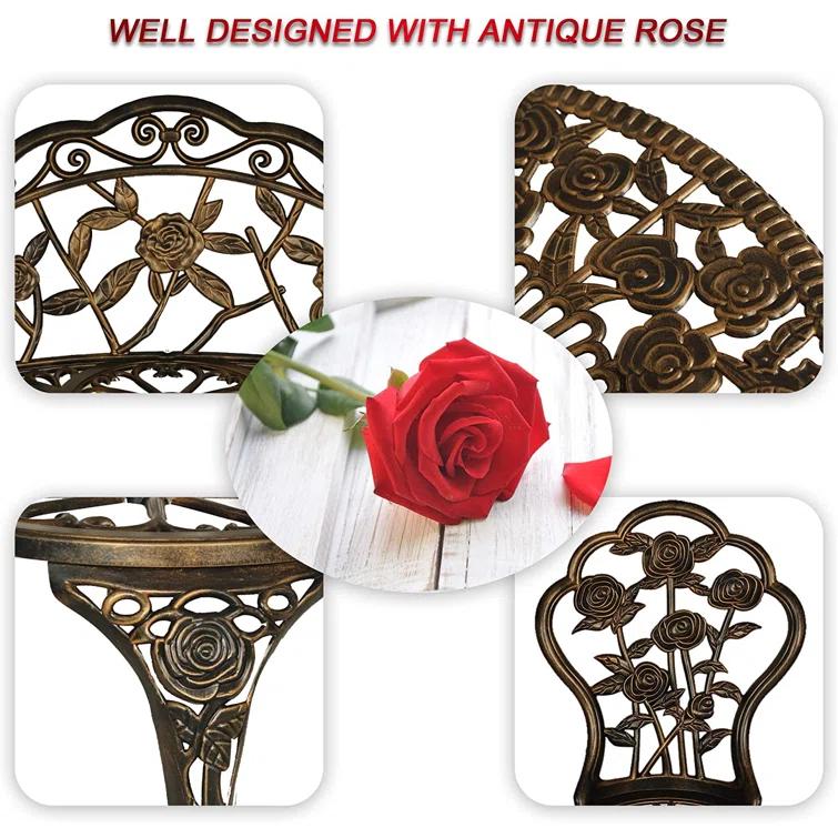 Bloomsbury Market Busselton Round 4 - Person Cast Aluminum Patio Bistro Set Brown