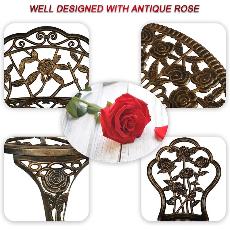 Bloomsbury Market Busselton Round 4 - Person Cast Aluminum Patio Bistro Set Brown