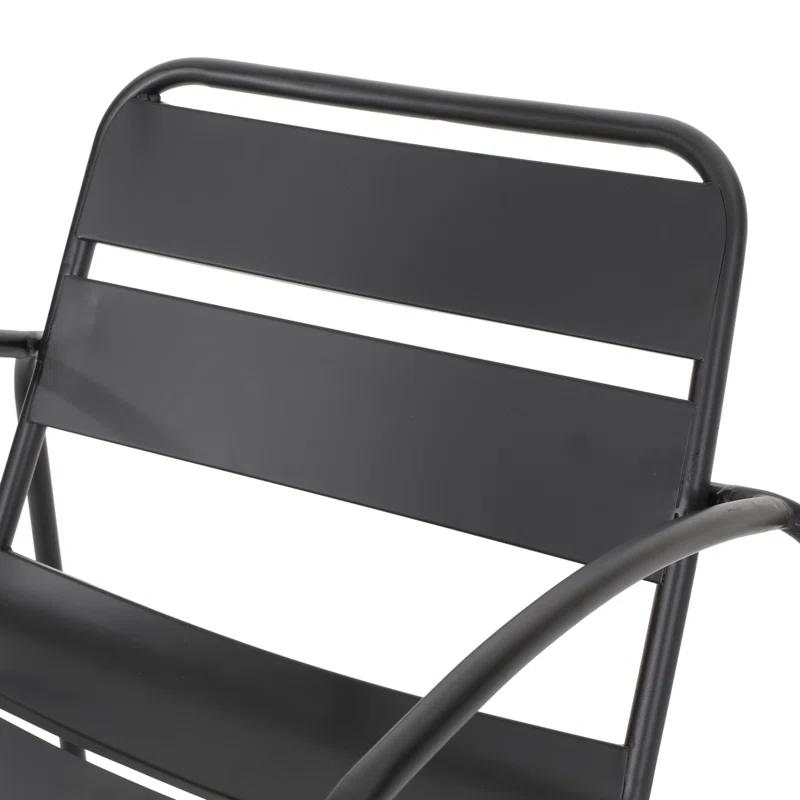 Hokku Designs Modern Metal Frame Outdoor Dining Chairs (Set of 2)