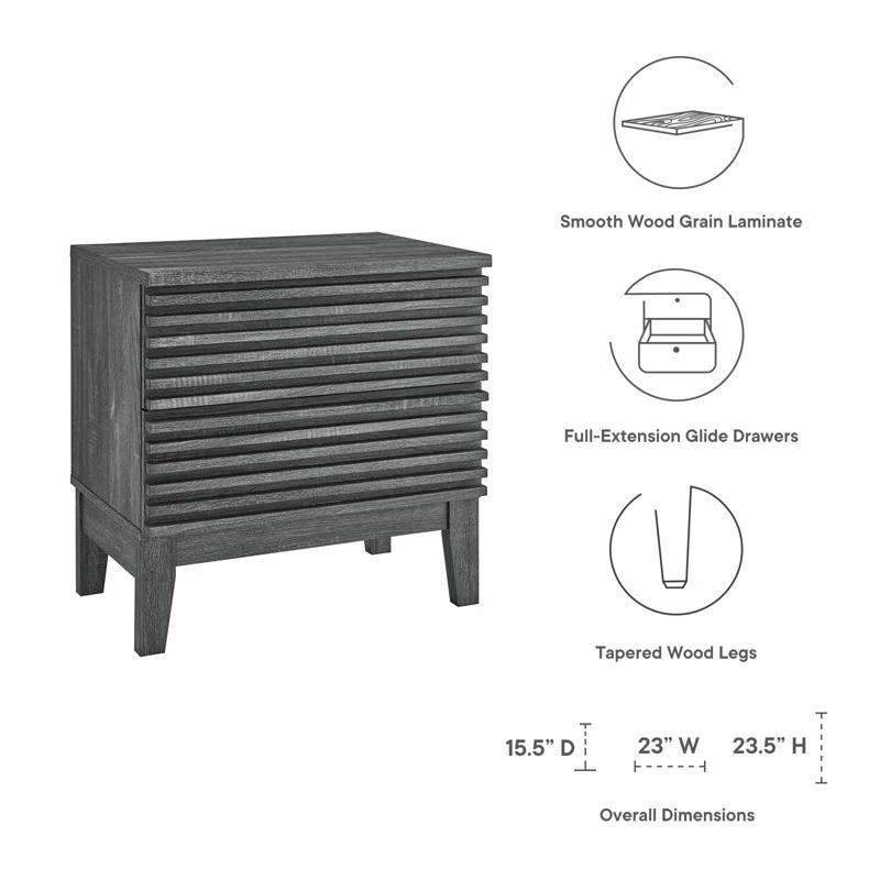 Modway Modway Render Two-Drawer Mid-Century Modern Nightstand