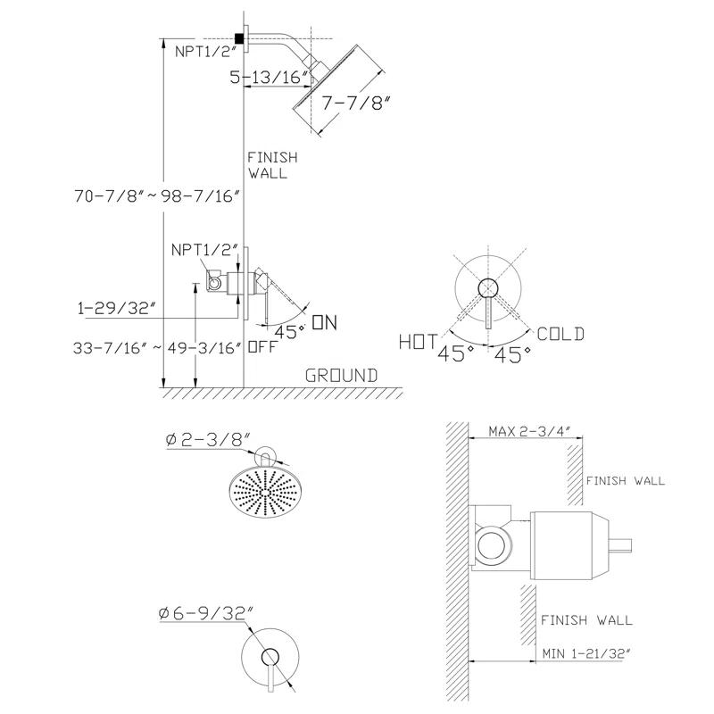 sumerain S3221CI Concealed Mixer Showers with Rough in-Valve
