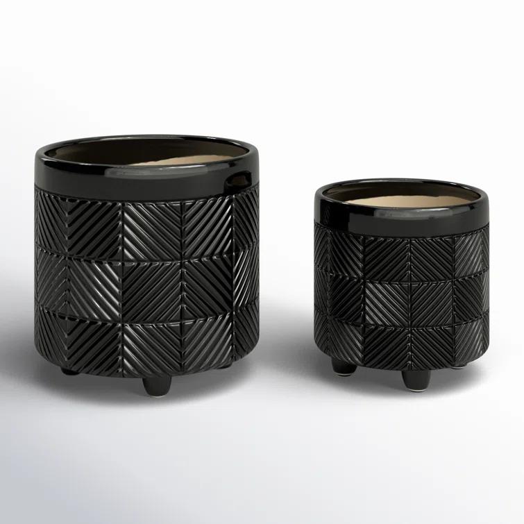 Ceramic Footed Planter Set of 2 Indoor and Outdoor