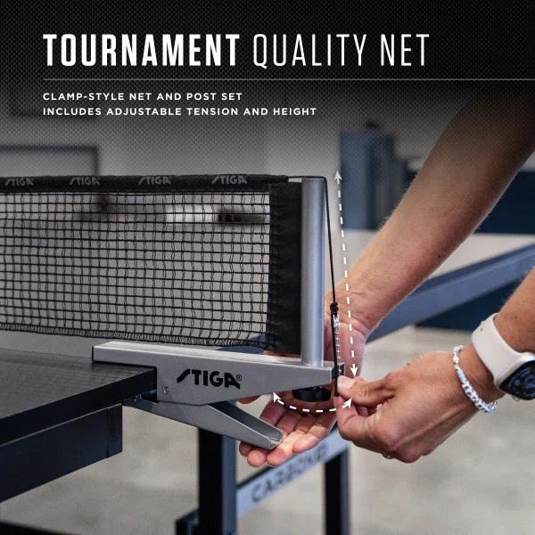 STIGA STIGA Carbon18 Table Tennis Table – 18mm Playfield - QuickPlay Assembly - Integrated Ball Storage - Tournament-Grade Net - Playback Mode