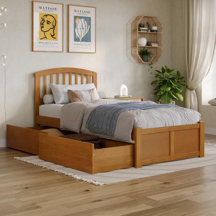 AFI Furnishings Richmond Solid Wood Platform Bed with Panel Footboard and Storage Drawers