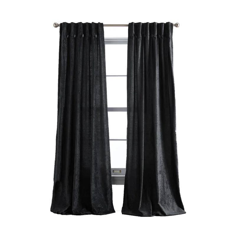 DKNY DKNY Classic Chenille Inverted Pleat W/Button Curtain Panel Pair