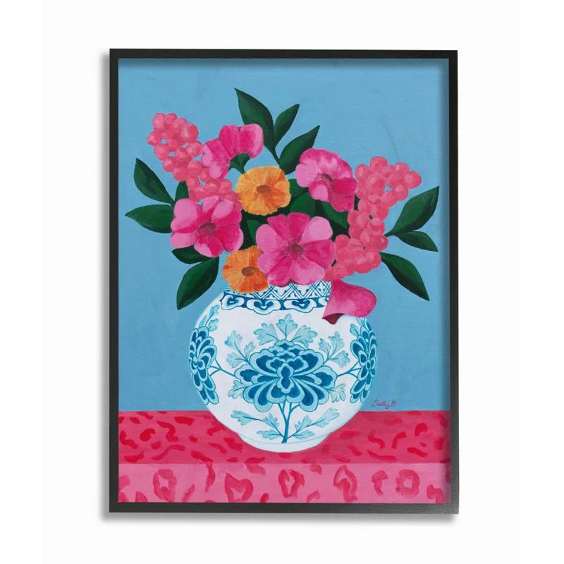 Stupell Industries " Flower Vase Pink Blue " by Sally B