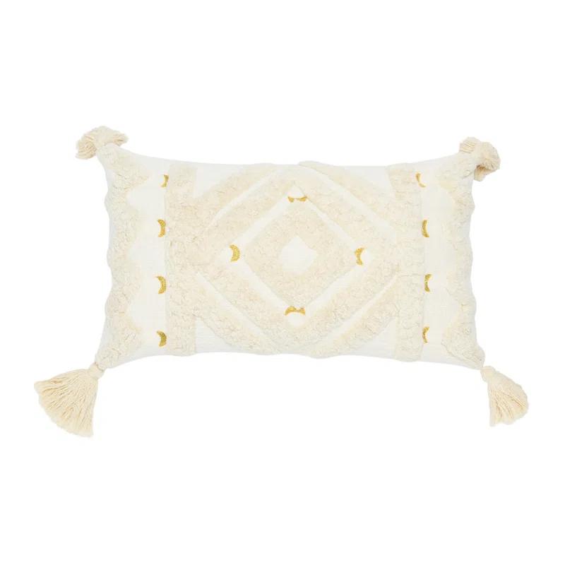 Creative Co-Op Embroidered Cotton Reversible Throw Pillow