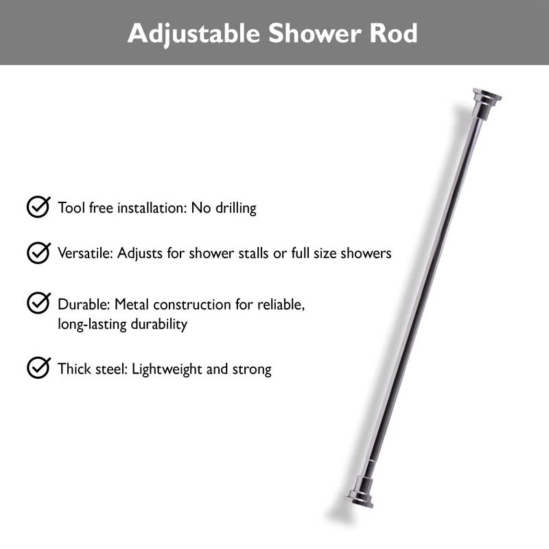 Design House Classic Adjustable Straight Tension Shower Curtain Rod for Bathroom