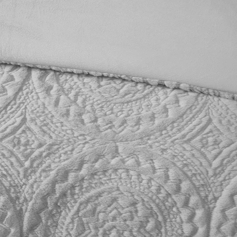 Madison Park Arya Embroidered Medallion Faux Fur Ultra Plush Comforter Set