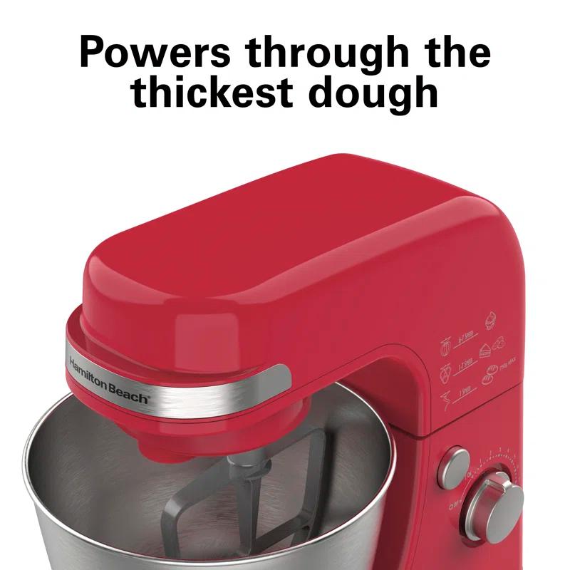 Hamilton Beach® 7-Speed 4-Quart Electric Stand Mixer with Splash Guard, Dough Hook, Flat Beater, and Whisk Attachments