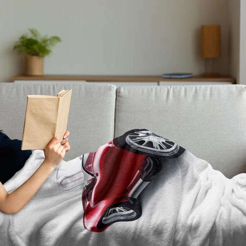 Ambesonne Ambesonne Cars Fleece Throw Blanket Old Fashioned Vintage Artwork Red