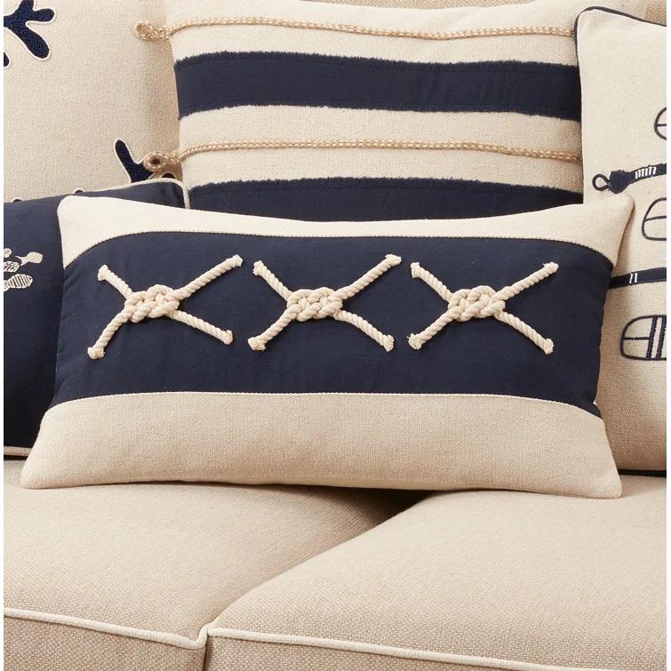 Saro Naviguer Collection Appliqued Cotton Throw Pillow